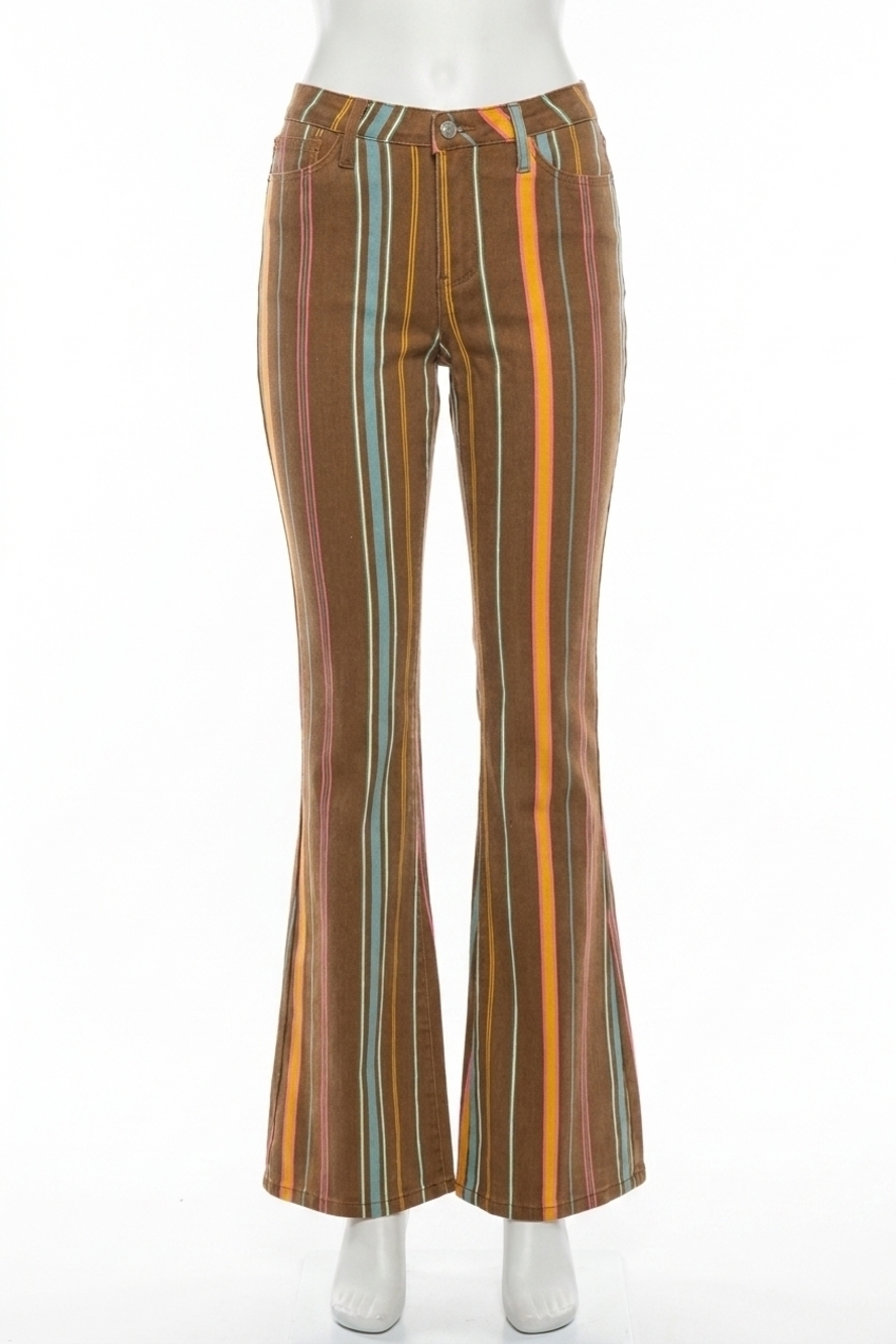 NEW JUDY BLUE mid rise stretch striped flare jeans